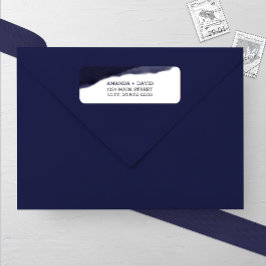 ネイビー水色ブラシストローク結婚のアドレス ラベル