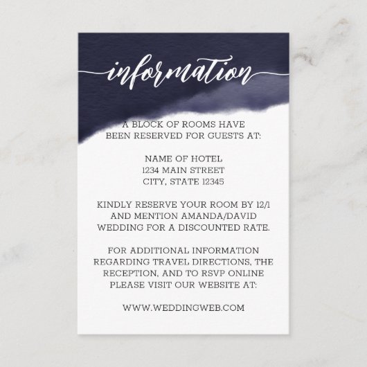 ネイビー水色ブラシストロ結婚ーク エンクロージャーカード (正面)