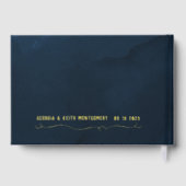 ネイビー水色金ゴールドスクリプトエレガントな結婚式 ゲストブック (裏面)