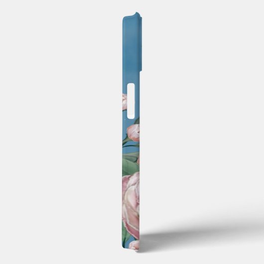 ネイビー淡い色のブルーの背景を持つピンクのバラ Case-Mate iPhoneケース (裏面 / 右)