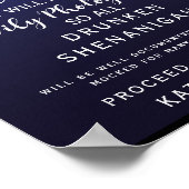 ネイビー灯列オープンバー結婚の標識 ポスター (角)