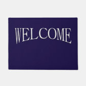 ネイビー無地のブルーウェルカム ドアマット (正面)
