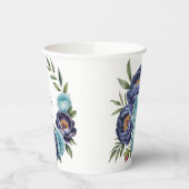 ネイビー牡丹とターコイズバラフローラ結婚ズ 紙コップ (左)