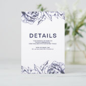 ネイビー牡丹シンプル情報カード エンクロージャーカード (スタンド正面)