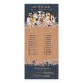 ネイビー猫犬料金表 ペットサービス ラックカード (正面)