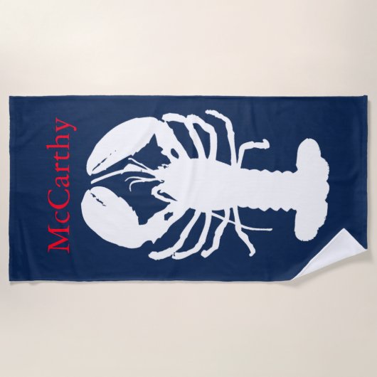 ネイビー王室のクラシックロブスターカスタム ビーチタオル (正面)