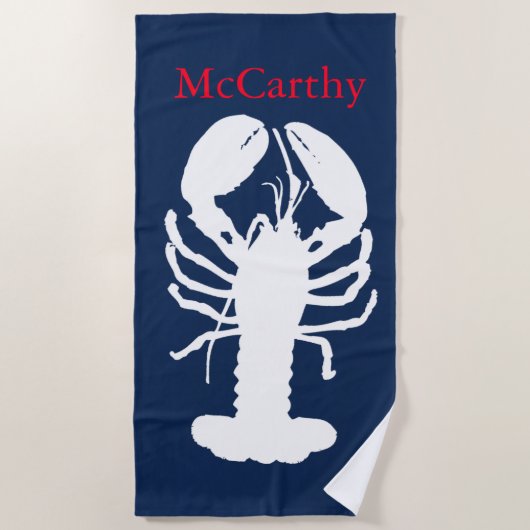 ネイビー王室のクラシックロブスターカスタム ビーチタオル (正面)