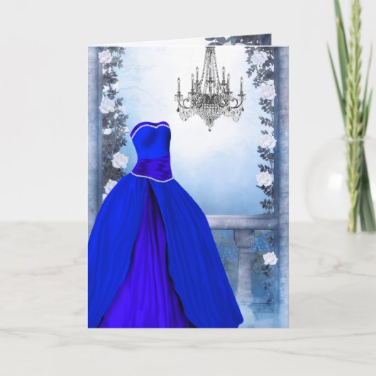 ネイビー王室のブルーバラパーティの招待状カード 招待状 (正面)