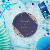 ネイビー王室のブルーバラ金ゴールド紙吹雪グリッター結婚ズ ペーパープレート (パーティー)