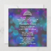 ネイビー王室のブルーピンクパープルキンセアニェラ 招待状 (裏面)