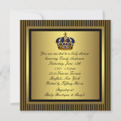 ネイビー王室のブルーブラック金ゴールドプリンス男の赤ちゃんシャワー 招待状 (裏面)