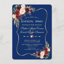 ネイビー王室のブルーブルゴーニュフローラリハーサルディナー