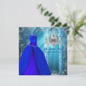 ネイビー王室のブルーホワイトキンセアニェラ 招待状 (スタンド正面)