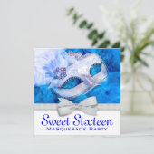 ネイビー王室のブルーマスカレードパーティの招待状 招待状 (スタンド正面)