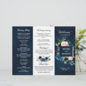 ネイビー王室のブルー赤面ピンクフローラ3折プログラム (スタンド正面)