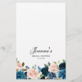 ネイビー王室のブルー赤面ピンクブライダルシャワーゲーム (裏面)