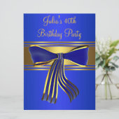 ネイビー王室のブルー金ゴールド女性40th誕生日パーティー 招待状 (スタンド正面)