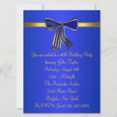 ネイビー王室のブルー金ゴールド女性40th誕生日パーティー 招待状 (裏面)