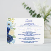 ネイビー王室のブ結婚ーの水彩アイボリー花 エンクロージャーカード (スタンド正面)