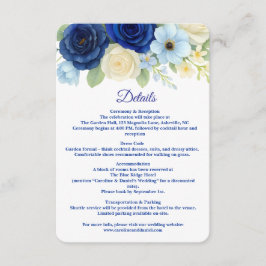 ネイビー王室のブ結婚ーの水彩アイボリー花 エンクロージャーカード