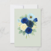 ネイビー王室のブ結婚ーの水彩アイボリー花 セーブザデート (裏面)