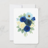 ネイビー王室のブ結婚ーの水彩アイボリー花 出欠カード (裏面)