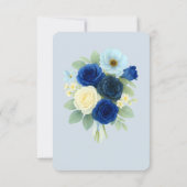 ネイビー王室のブ結婚ーの水彩アイボリー花 出欠カード (裏面)