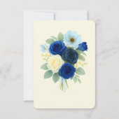 ネイビー王室のブ結婚ーの水彩アイボリー花 出欠カード (裏面)