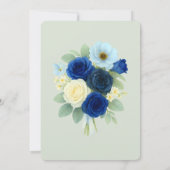 ネイビー王室のブ結婚ーの水彩アイボリー花 招待状 (裏面)