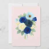 ネイビー王室のブ結婚ーの水彩アイボリー花 招待状 (裏面)