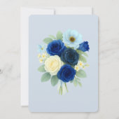 ネイビー王室のブ結婚ーの水彩アイボリー花 招待状 (裏面)