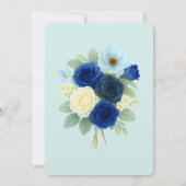 ネイビー王室のブ結婚ーの水彩アイボリー花 招待状 (裏面)