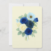 ネイビー王室のブ結婚ーの水彩アイボリー花 招待状 (裏面)