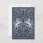 ネイビー王室のライオン中世シルバー結婚式招待状 招待状 (裏面)