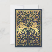 ネイビー王室のライオン中世金ゴールド結婚式招待状 招待状 (裏面)