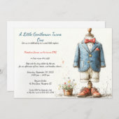 ネイビー男の赤ちゃん1st Birthday & Perfume Sketch 招待状 (正面/裏面)