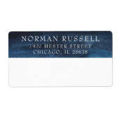 ネイビー男らしウォーターカラービジネス差出人住所 ラベル (正面)