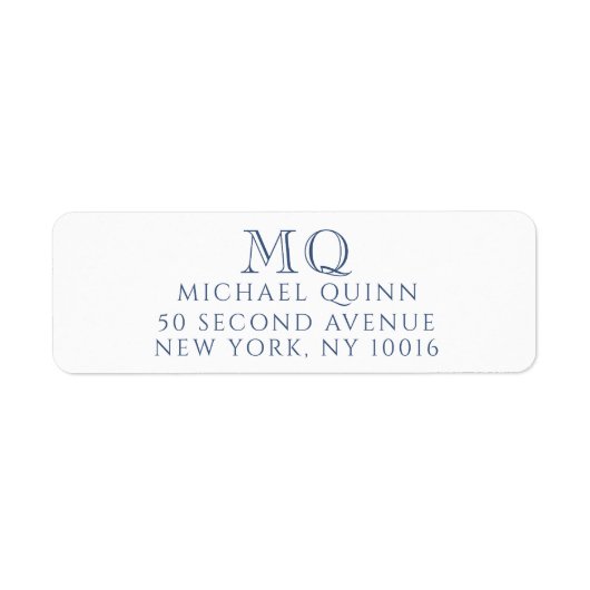 ネイビー男らしブルーイニシャル差出人住所ラベル ラベル (正面)