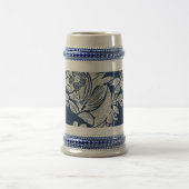 ネイビー男らしブルーエフェクトインジゴフローラ全周 ビールジョッキ (中央)