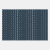 ネイビー白い波線とドットシンプル休日 ラッピングペーパーシート (正面)