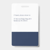 ネイビー社員写真ID会社セキュリティ バッジ (裏面)