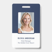 ネイビー社員写真ID会社セキュリティ バッジ (正面)