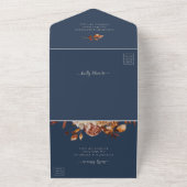 ネイビー秋の結婚式 オールインワン招待状 (外側)