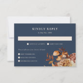 ネイビー秋の結婚式 出欠カード (正面)