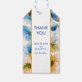 ネイビー秋フローラ金ゴールドフレームシ結婚ック ギフトタグ