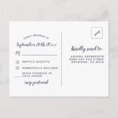 ネイビー秋マルサラピーニーウェディングスプップカード インビテーションポストカード (裏面)