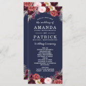 ネイビー秋マルサラ赤面牡丹結婚式 プログラム (正面/裏面)