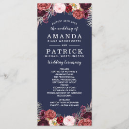 ネイビー秋マルサラ赤面牡丹結婚式 プログラム