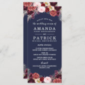 ネイビー秋マルサラ赤面結婚牡丹のメニューカード メニュー (正面/裏面)