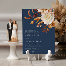 ネイビー秋モダン水色テラコッタ結婚ズ